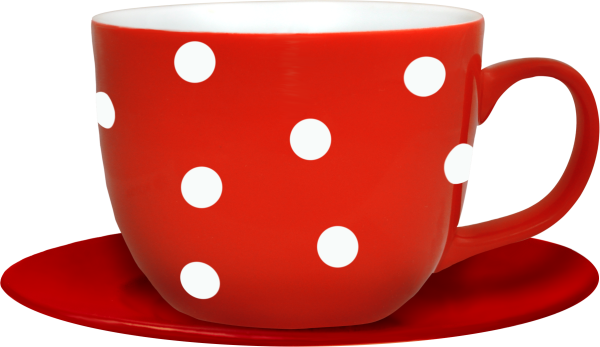 Красная чашка в горошек