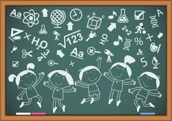 Рисунки на школьной доске мелом