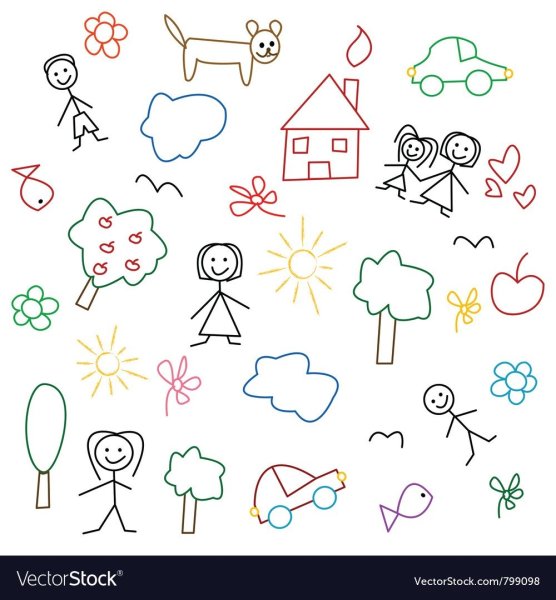 Детские каракули на белом фоне