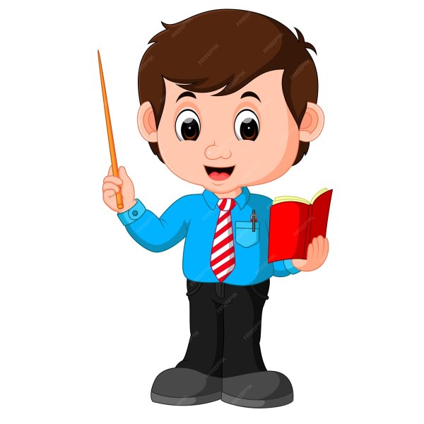 Ученик с указкой на прозрачном фоне
