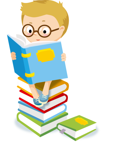 Мультяшный мальчик с книгой