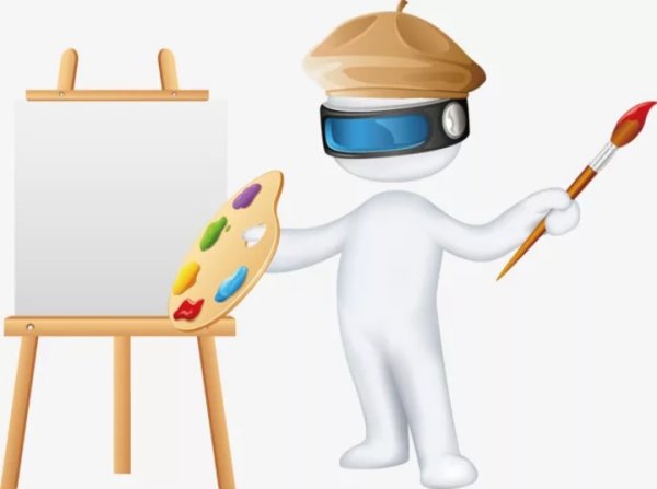 Художник на белом фоне