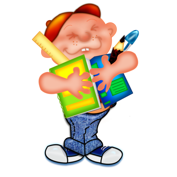 Веселые школьники на прозрачном фоне