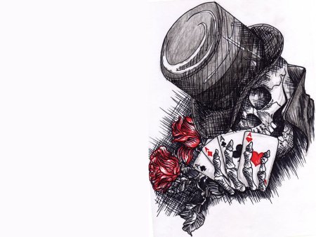 Череп в цилиндре карты тату