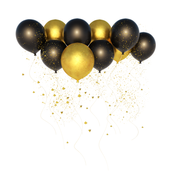 Шарики воздушные черные и золотые