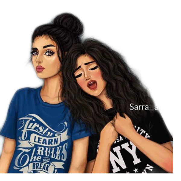 Две брюнетки рисунок