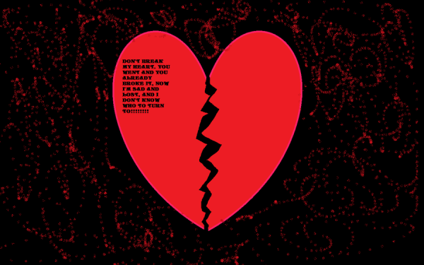 Разбитое сердце с надписью