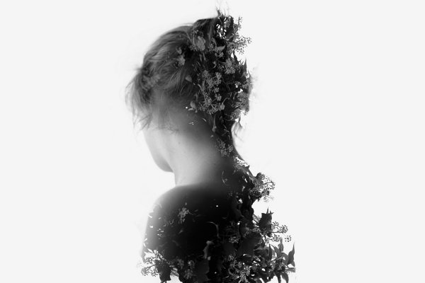 Женский силуэт на белом фоне