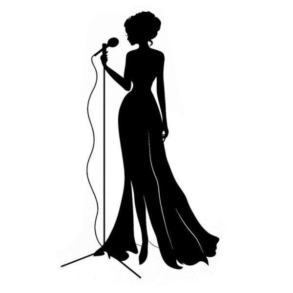 Девушка с микрофоном силуэт