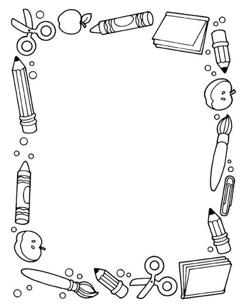 Раскраска рамка для детей про школу