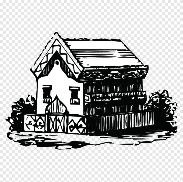 Деревенский дом силуэт