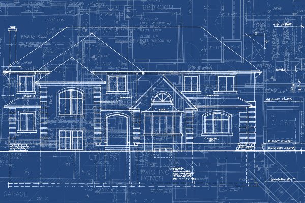 Чертеж на синем фоне