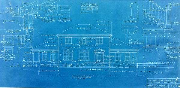 Чертеж на синем фоне