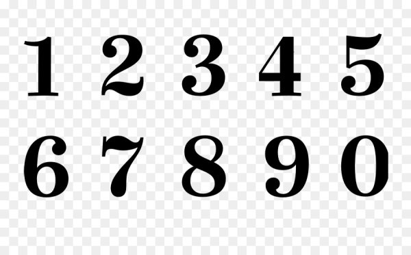 Белые цифры на черном фоне