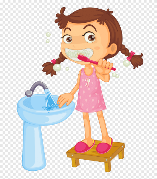 Девочка умывается