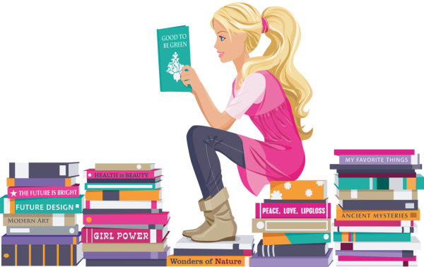 Девушка с книгой на прозрачном фоне