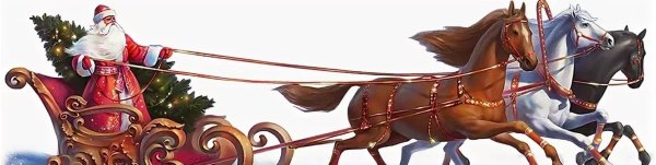 Дед Мороз в упряжке с лошадьми