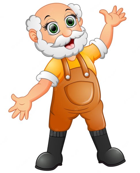 Мультяшный дед на прозрачном фоне