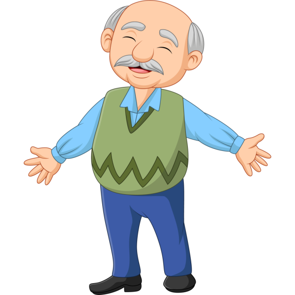 Дедушка на белом фоне для детей