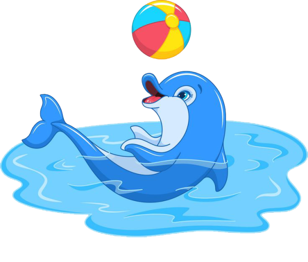 Дельфин с мячиком мультяшный