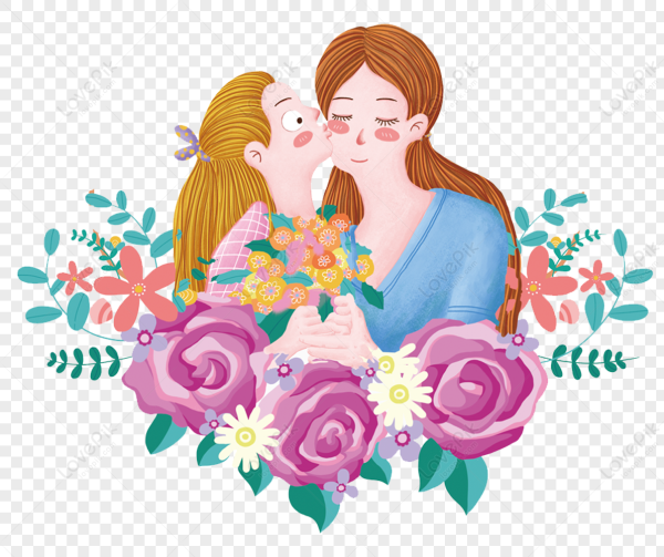 Мама с цветами рисунок