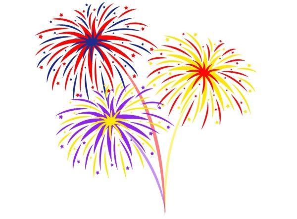 Салют на белом фоне