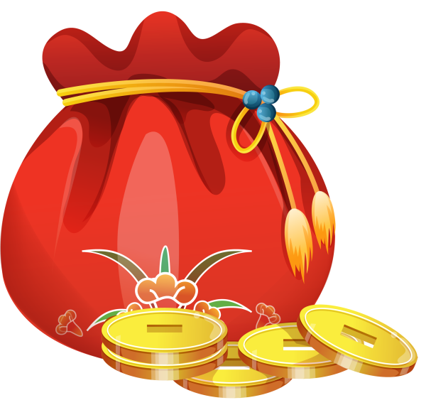 Мешочек с деньгами на прозрачном фоне