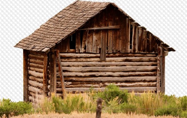 Деревенский дом на белом фоне