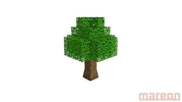 Дерево из МАЙНКРАФТА на белом фоне