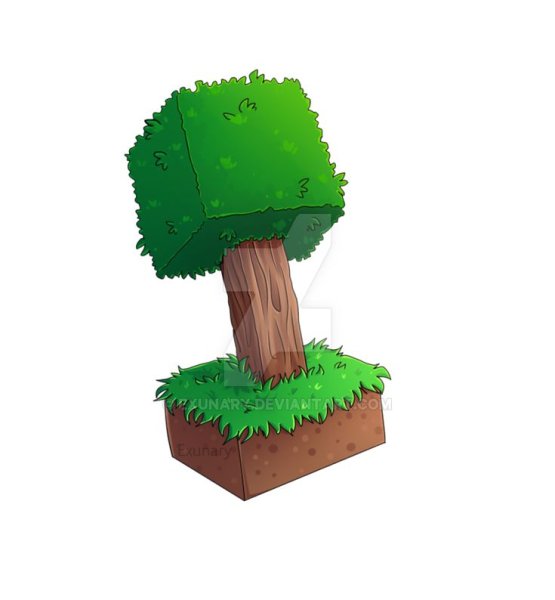 Дерево из МАЙНКРАФТА на белом фоне