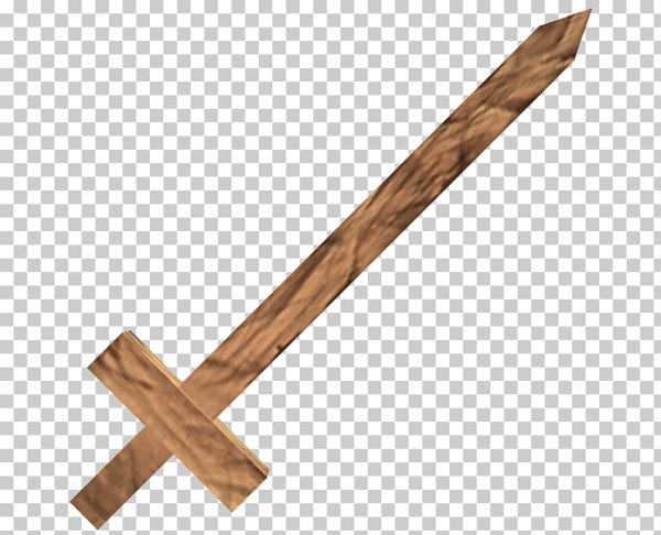 Деревянный меч на прозрачном фоне