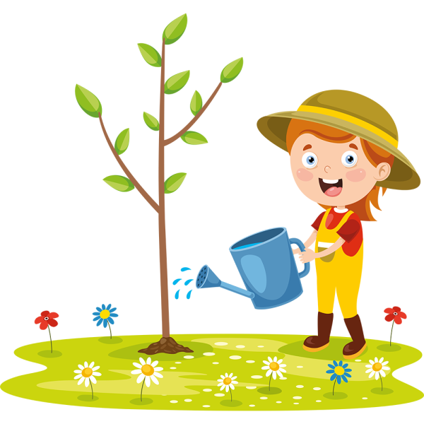 Мальчик с лейкой вектор