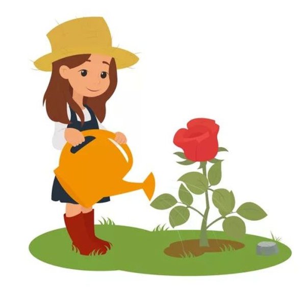 Мультяшная девочка с лейкой