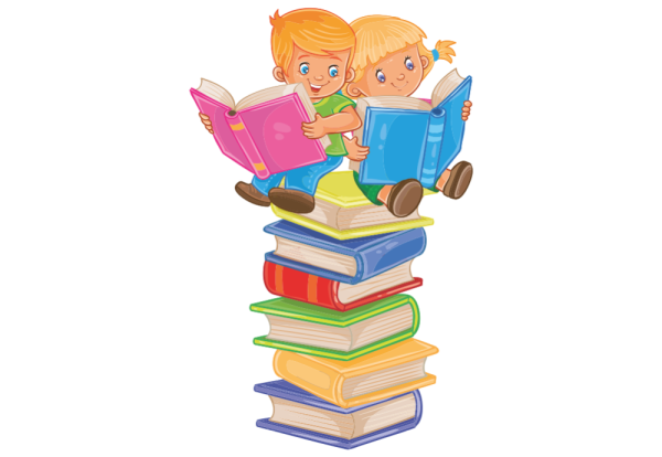 Стопка детских книг на прозрачном фоне