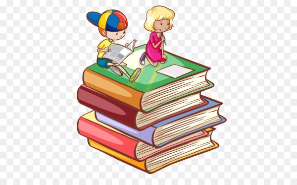 Дети с книгами на прозрачном фоне