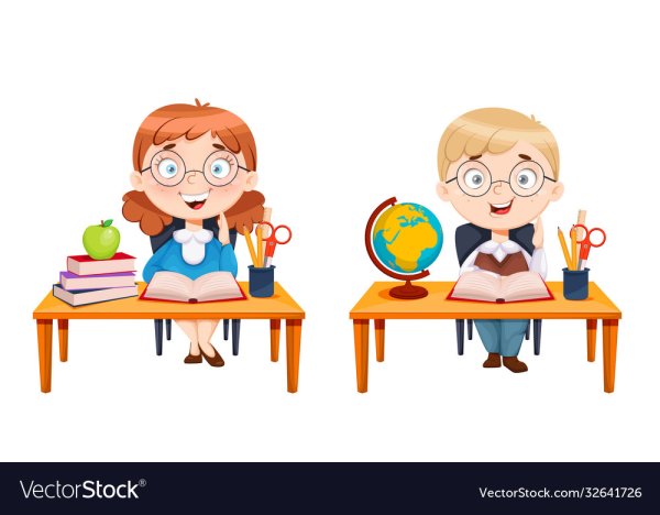 Веселые дети за партой рисунок