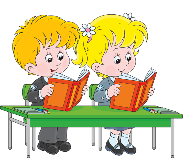 Мультяшные школьники за партой