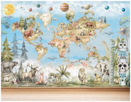 Фреска карта мира на стену