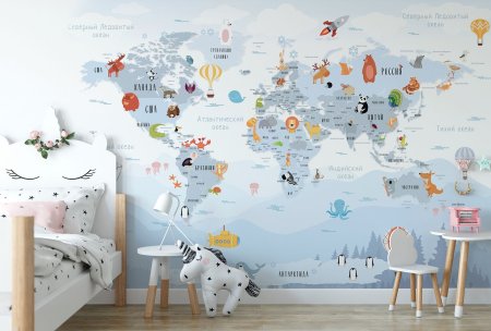 Обои карта в детскую