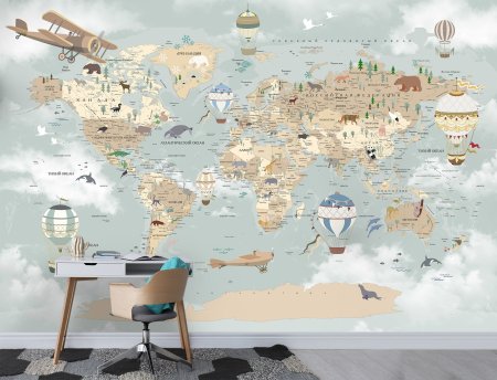 Обои карта в детскую