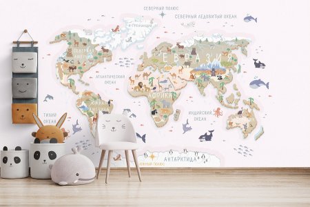 Детская с обоями карта мира