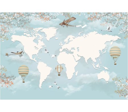 Детские обои с картой мира для стен