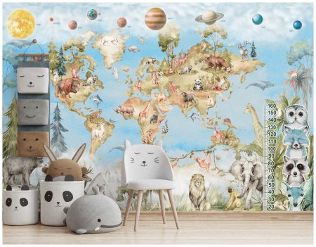 Фотообои карта мира в детскую