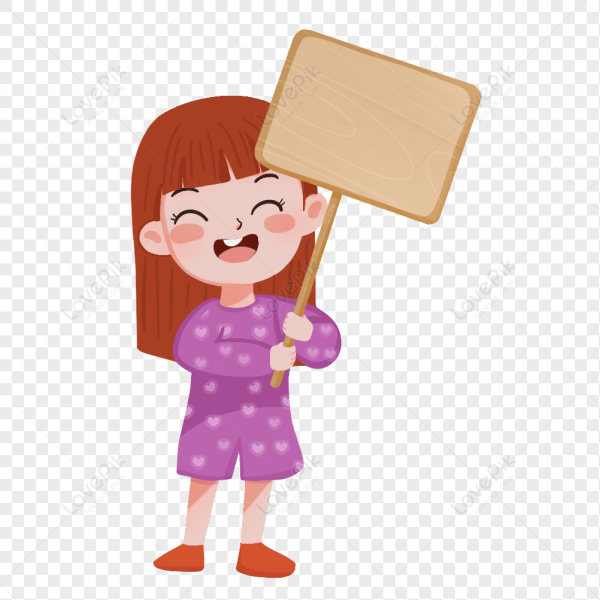 Маленькая девочка с табличкой