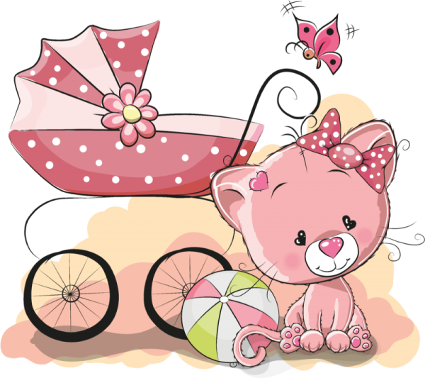 Розовая коляска на прозрачном фоне