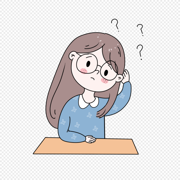 Мультяшная девочка думает