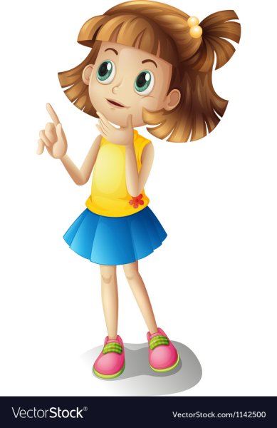 Мультяшная девочка думает