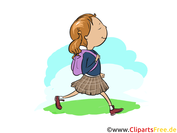 Девушка идет в школу