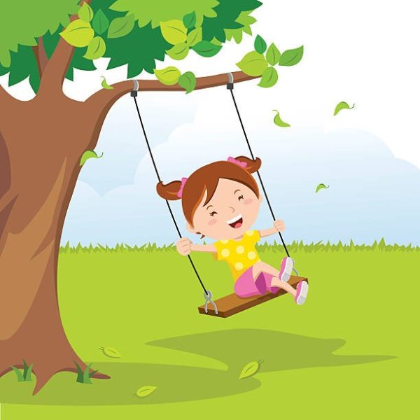 Мальчик качается на качелях