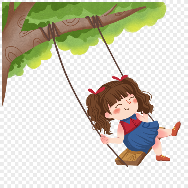 Дети на качелях мультяшные